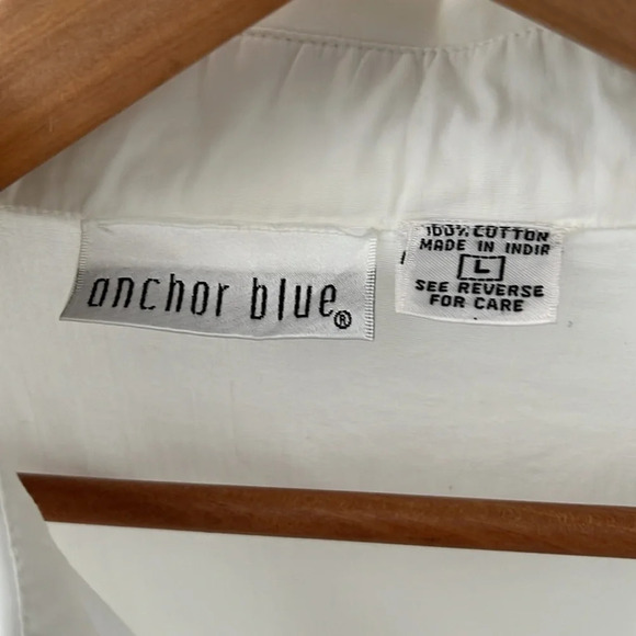 vintage button up shirt 100% Cotton. Anchor Blue - Picture 2 of 4